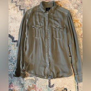 Army Green American Eagle Vintage Boyfriend Button Down